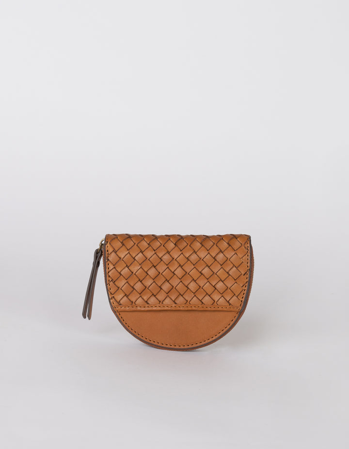 Laura Coin Purse in Cognac Woven Classic Leather