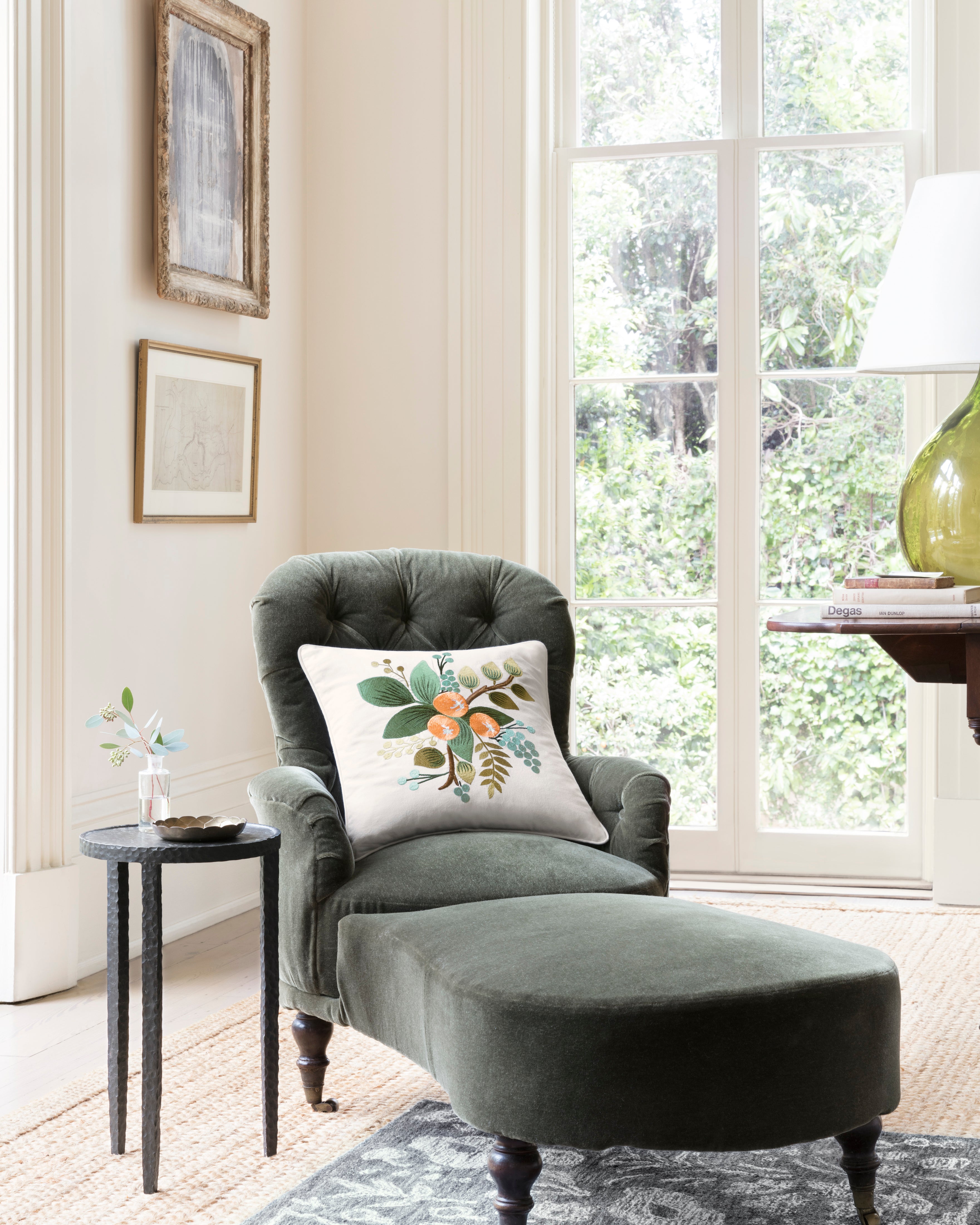 Orange Blossom Botanical Embroidered Pillow - Thumbnail 2