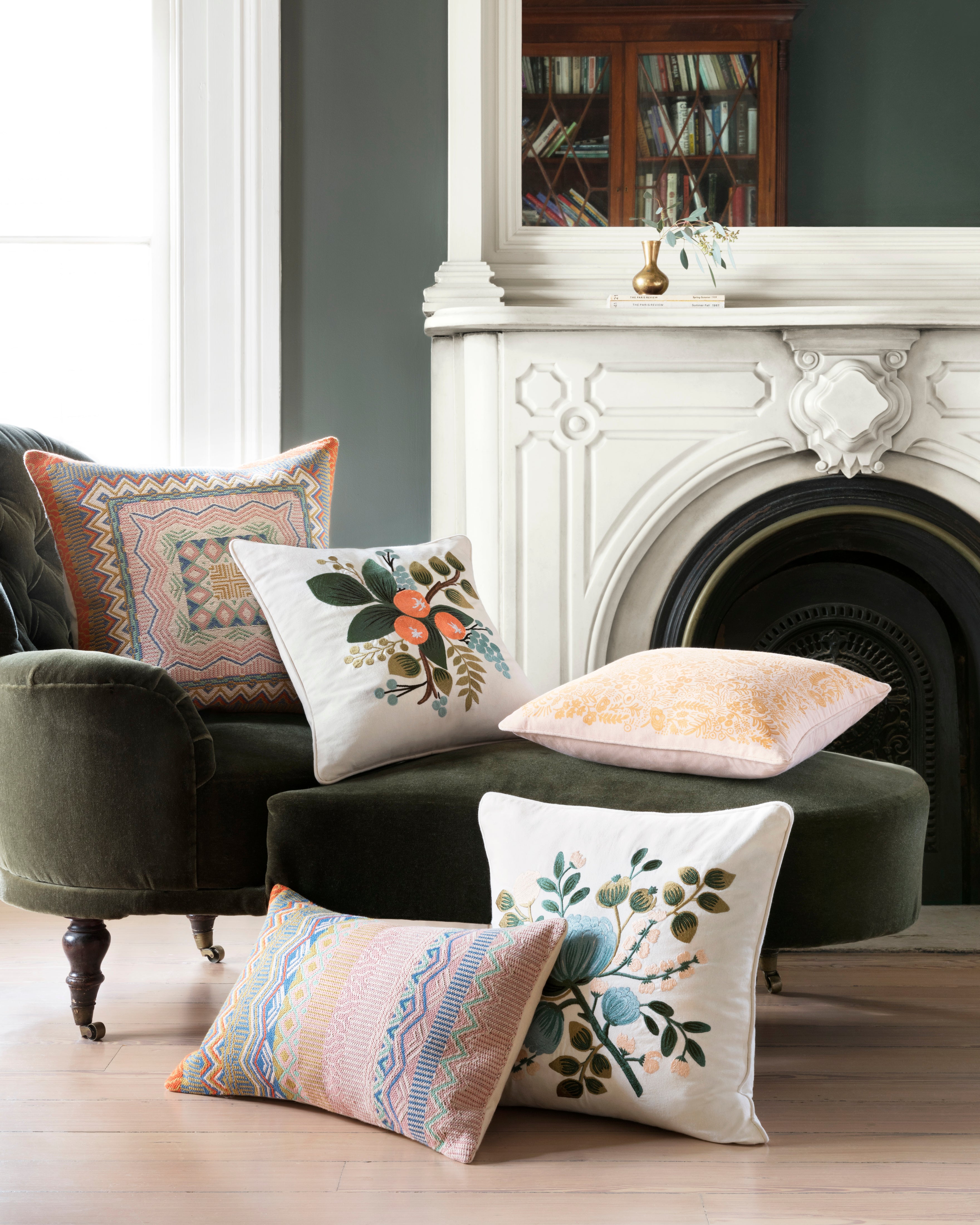 Orange Blossom Botanical Embroidered Pillow - Thumbnail 3