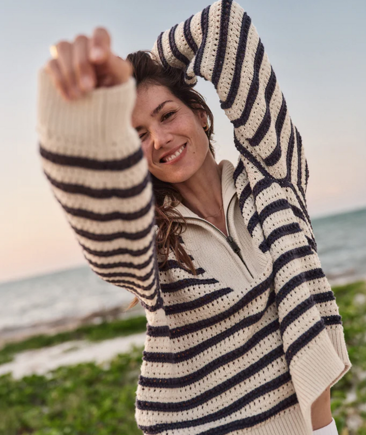 Montecito Quarter Zip Sweater in Coastal Navy