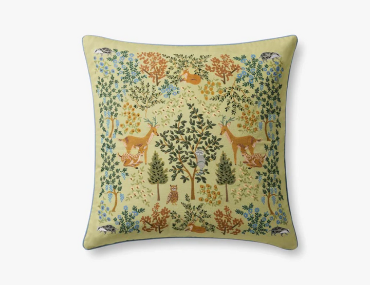 Woodland Forest Embroidered Pillow 22" x 22"