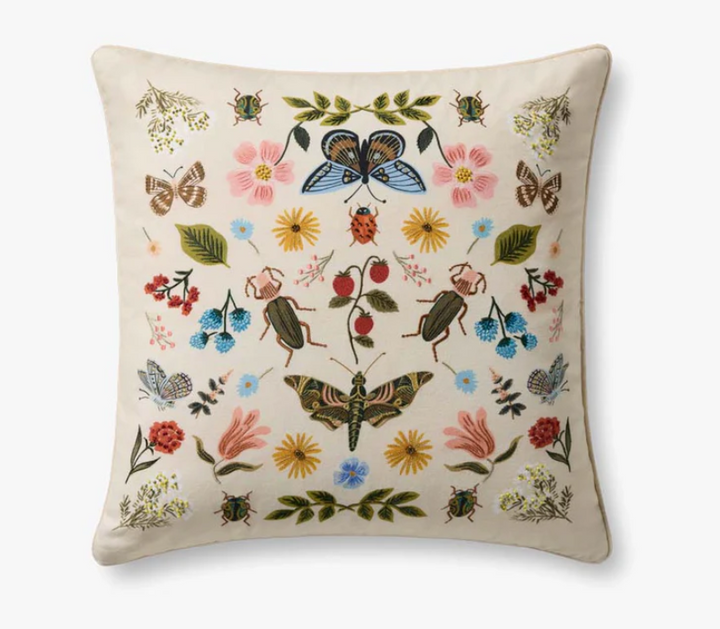 Curio Garden Embroidered Pillow 22" x 22" Pillow