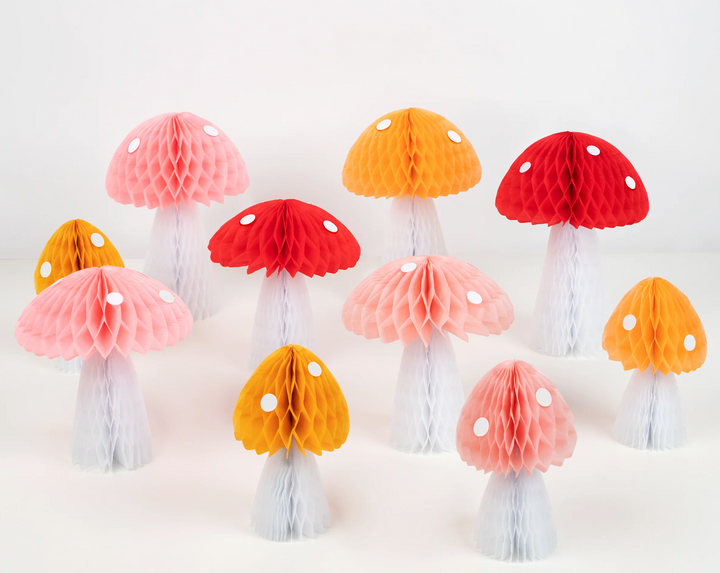 Honeycomb Mushroom Decorations, Pack of 10