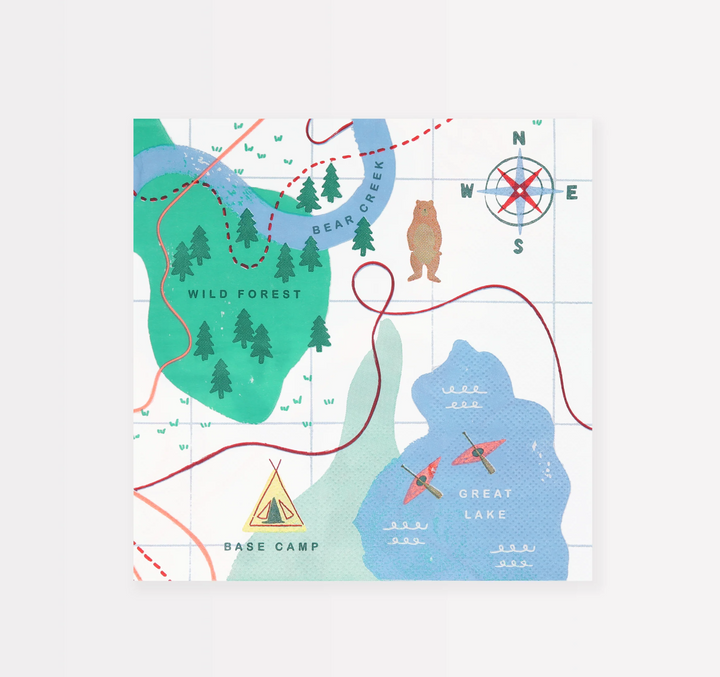 Camping Adventure Map Large Napkins