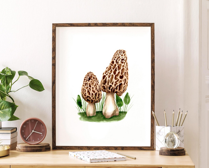 Morels Watercolor Print, local artist (3 Sizes)