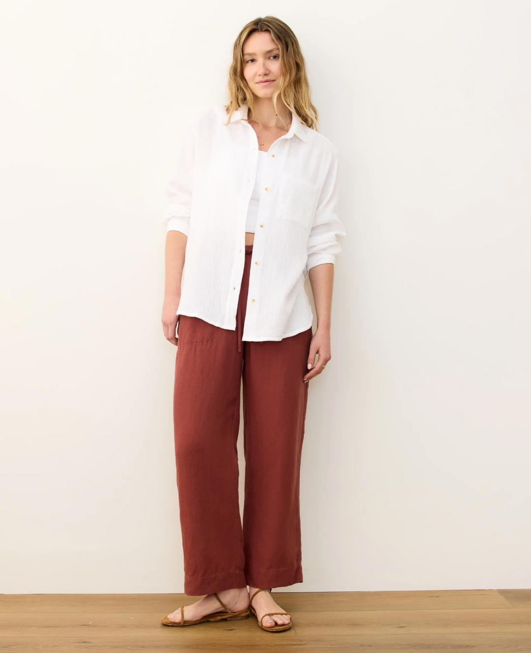 Jane Relaxed Double Cloth Shirt in White