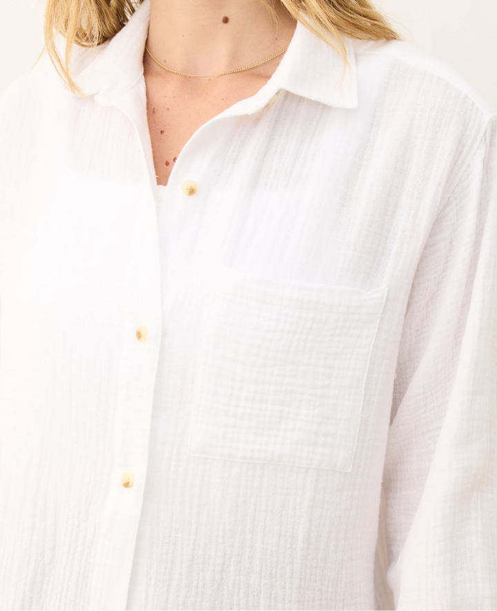 Jane Relaxed Double Cloth Shirt in White