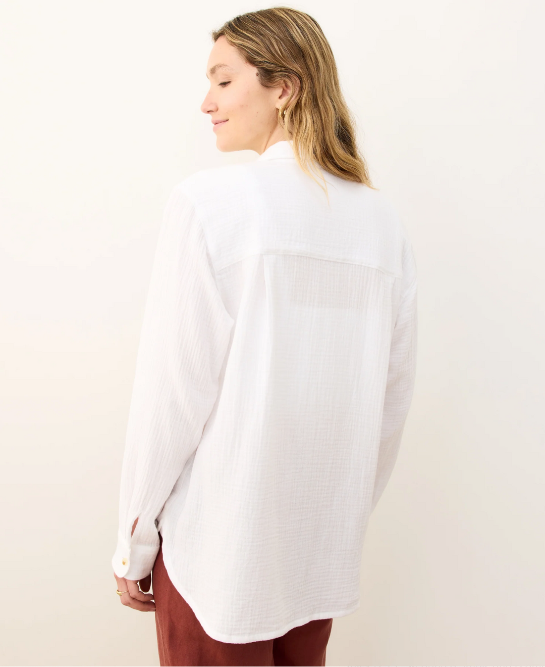 Jane Relaxed Double Cloth Shirt in White