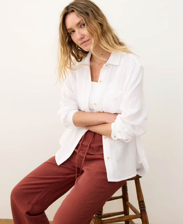 Jane Relaxed Double Cloth Shirt in White