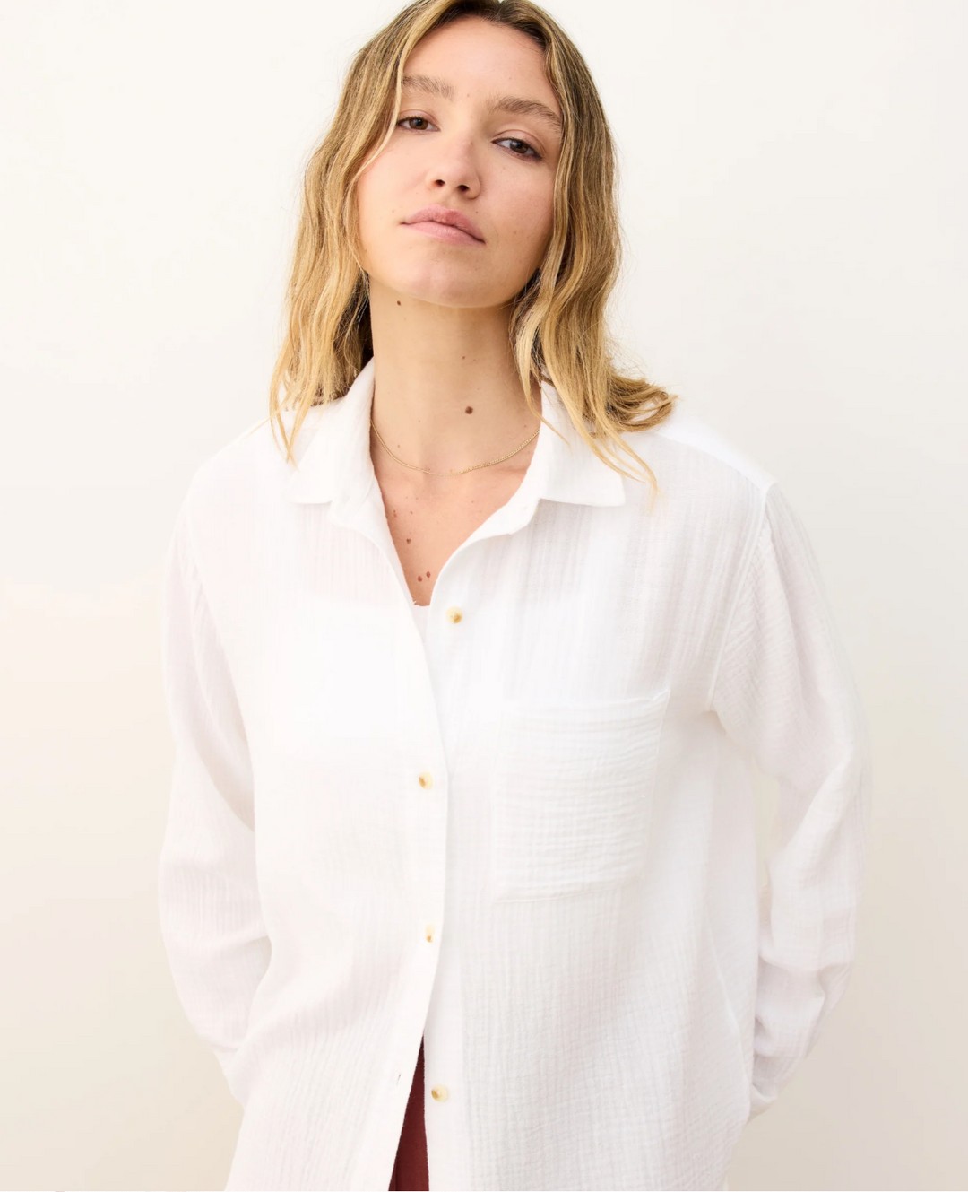 Jane Relaxed Double Cloth Shirt in White