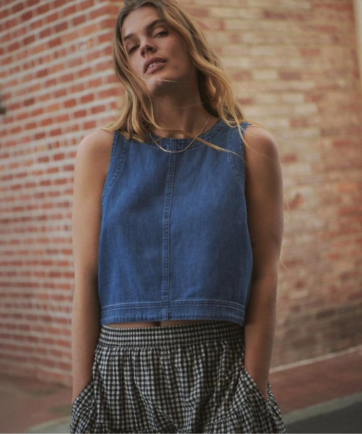 Quinn Denim Tank in Medium Wash