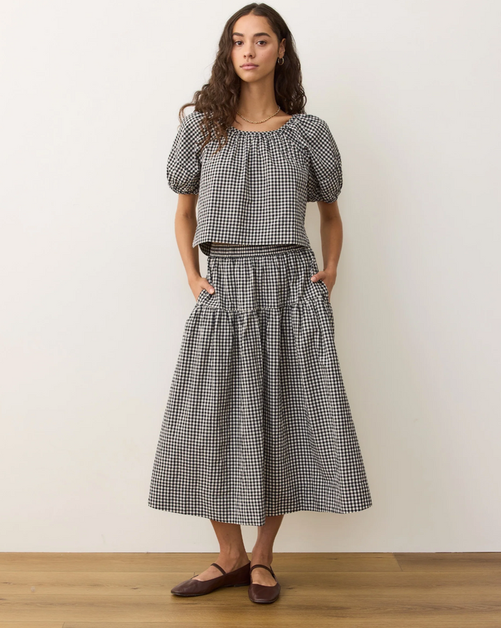 Gia Poplin Skirt in Black & White Gingham