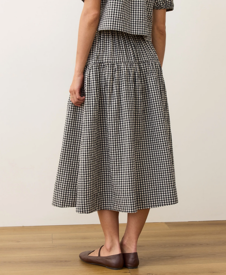 Gia Poplin Skirt in Black & White Gingham