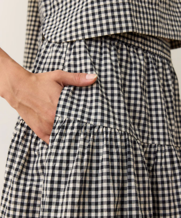 Gia Poplin Skirt in Black & White Gingham