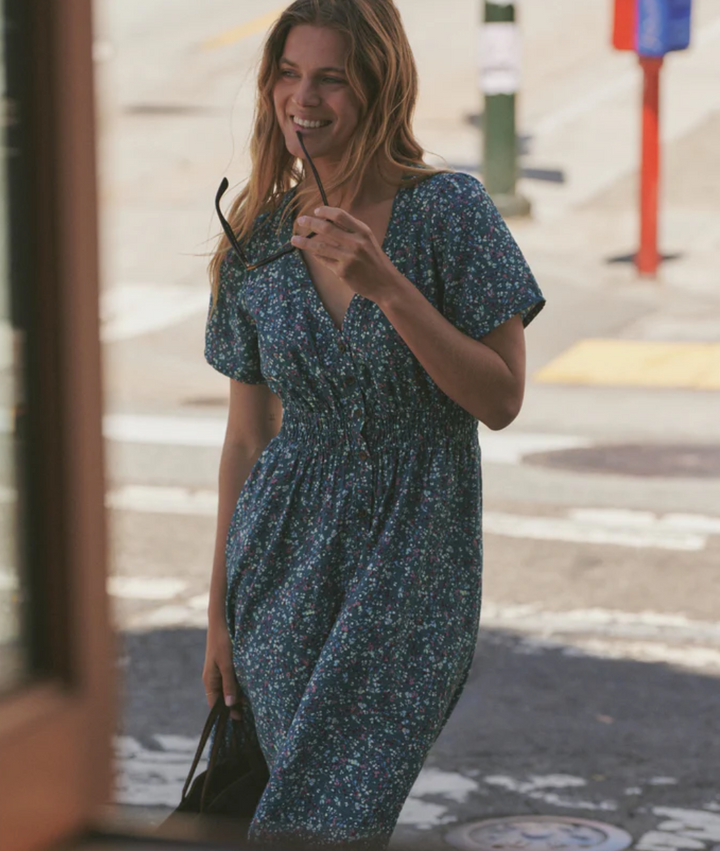 Annika Midi Dress in Deep Aqua
