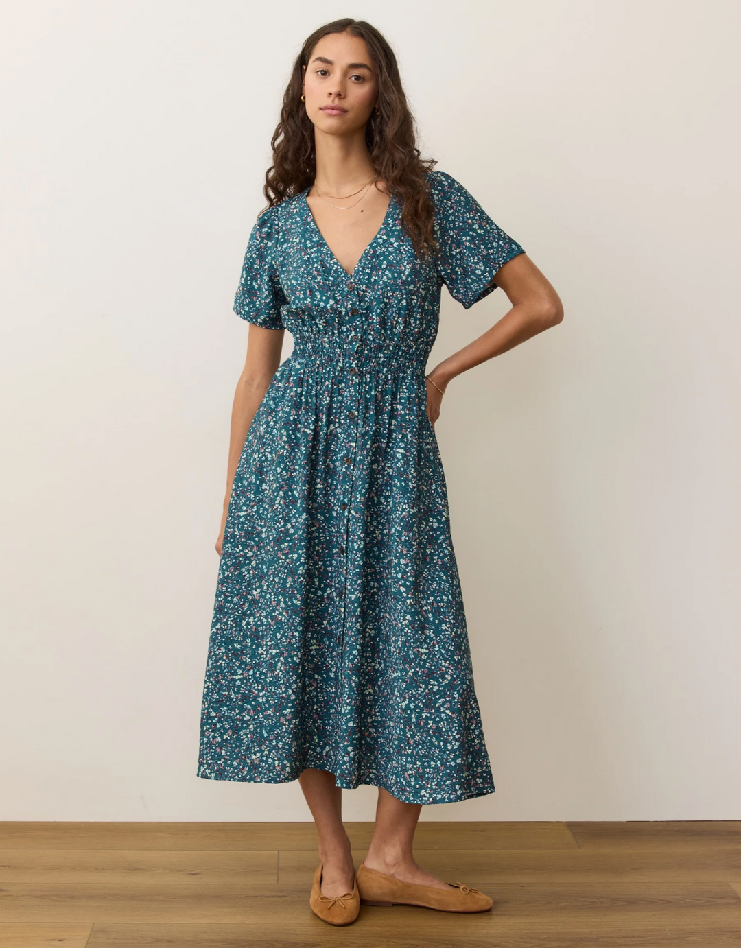 Annika Midi Dress in Deep Aqua