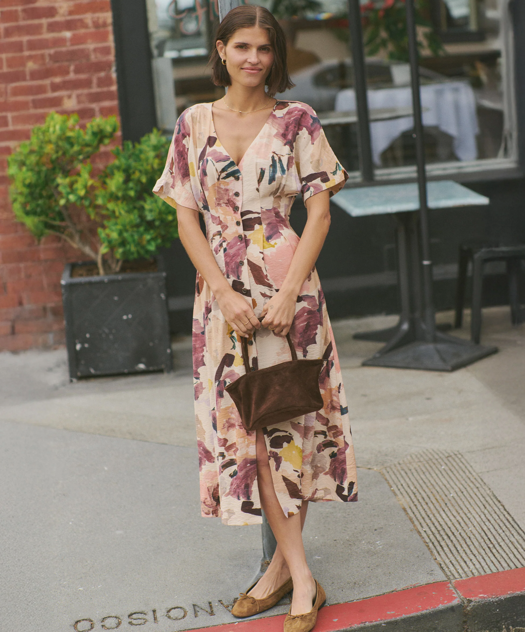 Naomi Midi Dress in Watercolor Floral
