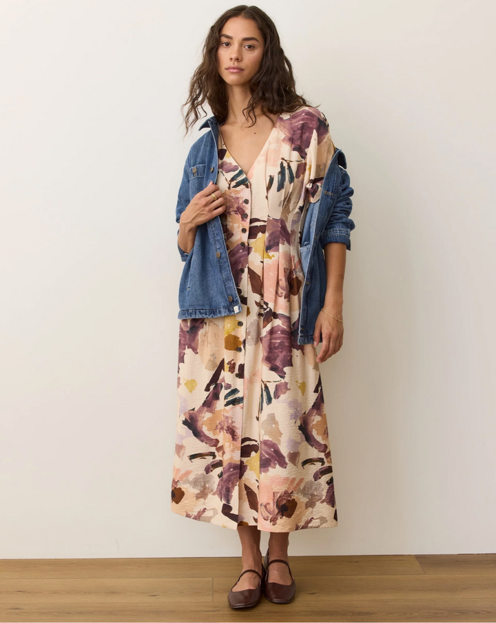 Naomi Midi Dress in Watercolor Floral