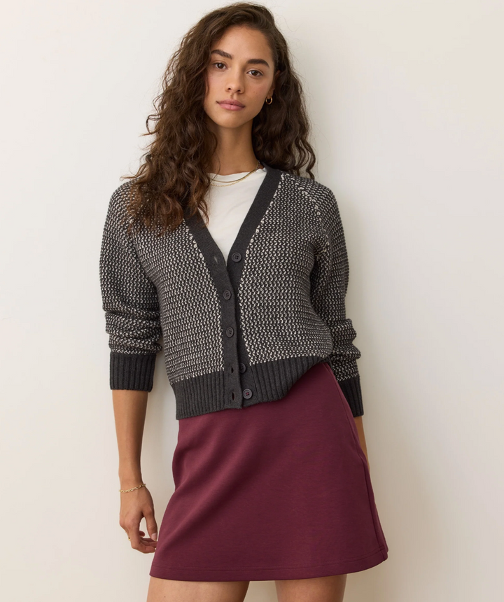 Robin Textured Cardigan in Black & White