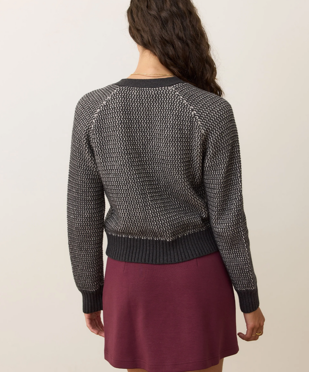 Robin Textured Cardigan in Black & White