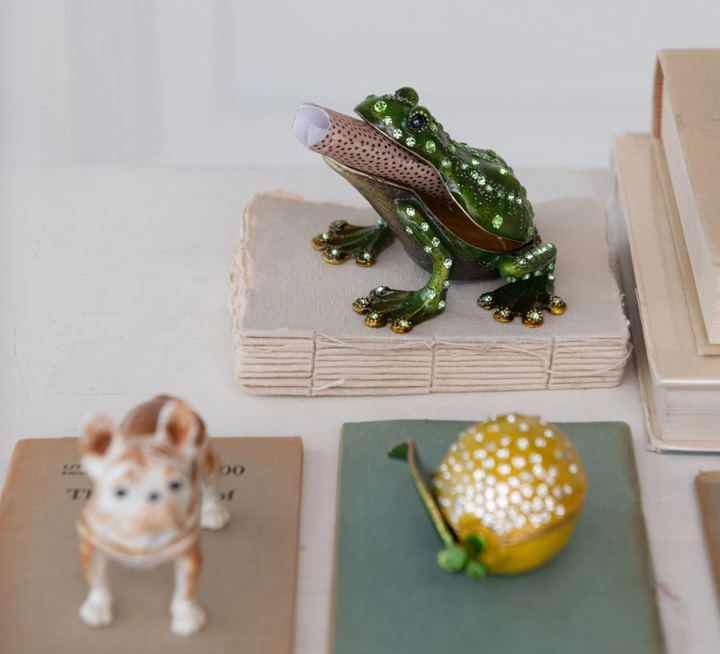 Enamel Metal Frog Trinket Box