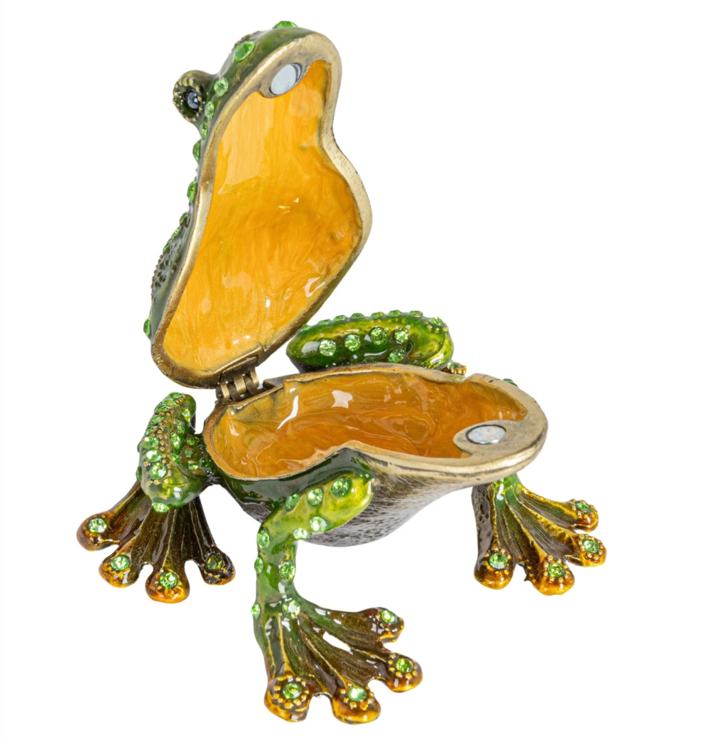 Enamel Metal Frog Trinket Box