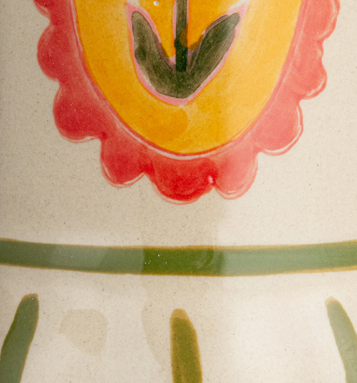 Hand-Painted Stoneware Flower Urn