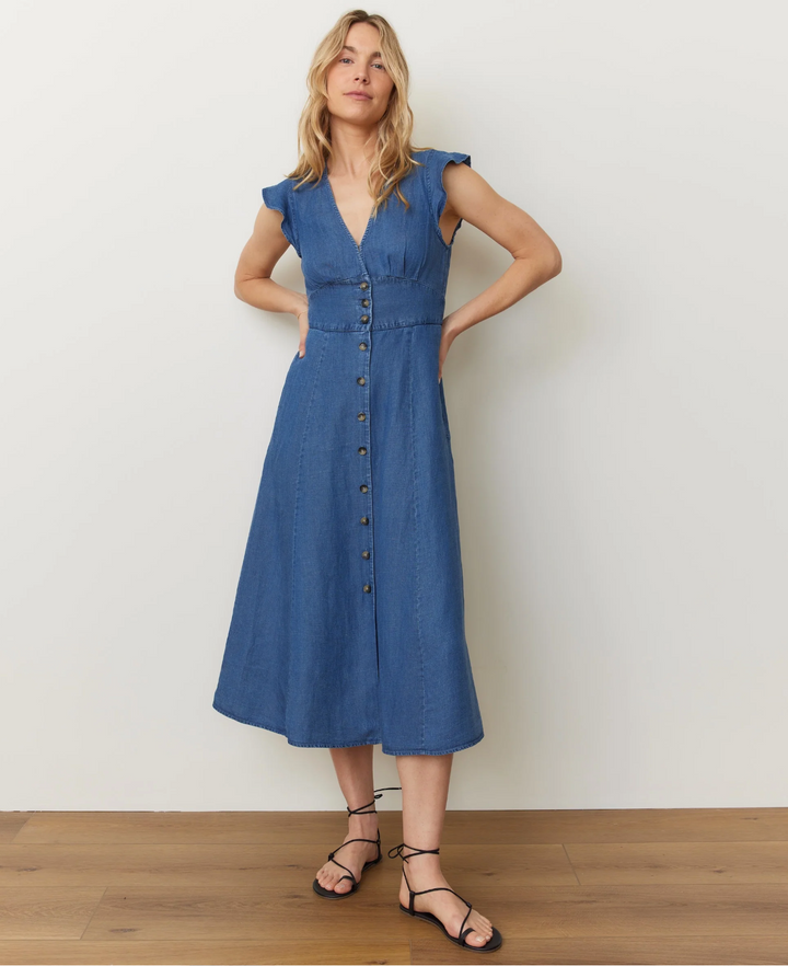 Camila Midi Dress in Medium Wash