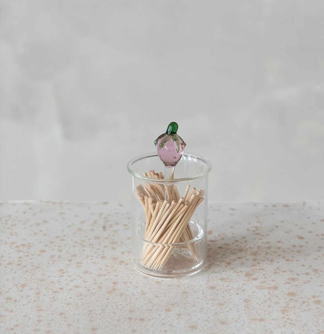 Hand-Blown Strawberry Glass Toothpick Holder - Thumbnail 2