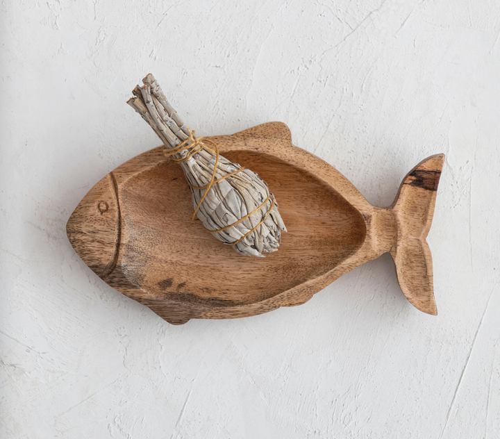 Hand-Carved Mango Wood Fish Shaped Dish