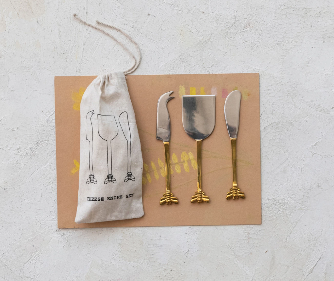 Stainless Steel & Brass Cheese Knives, Set of 4