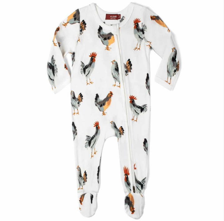 Chicken Zipper Footed Romper