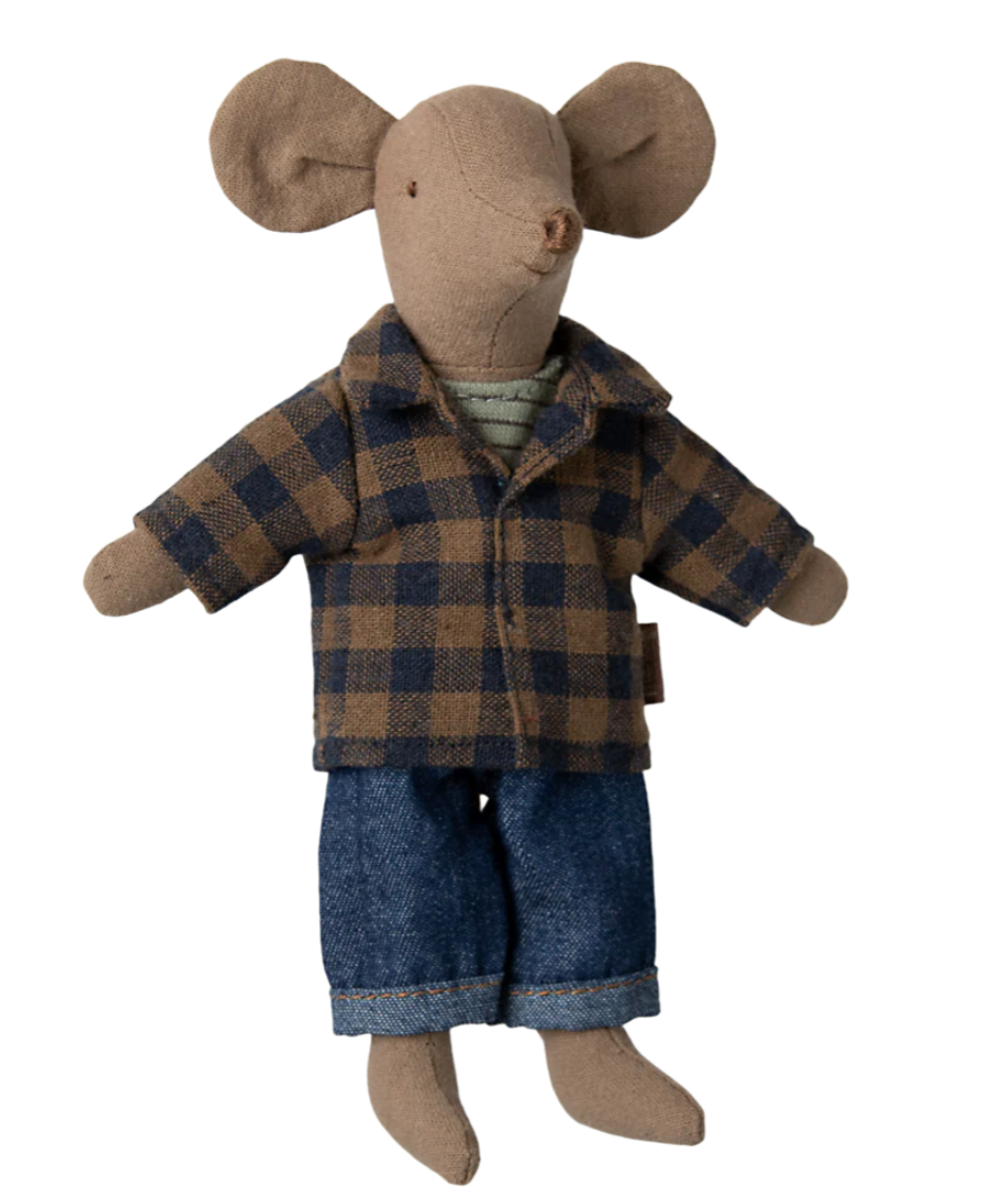 Brown Checkered Shirt & Pants, Dad Mouse