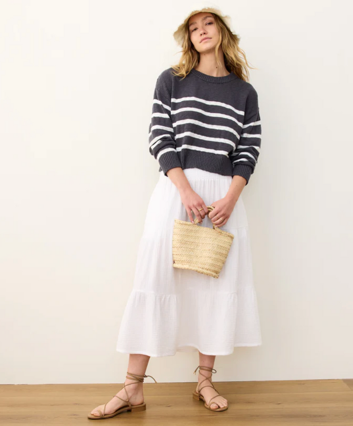 Seabreeze Crewneck Sweater in Navy Stripe