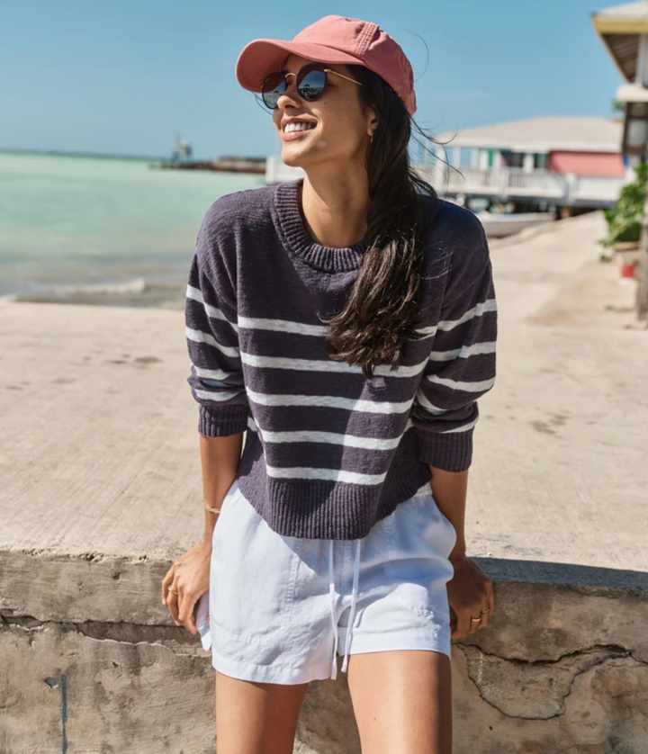 Seabreeze Crewneck Sweater in Navy Stripe