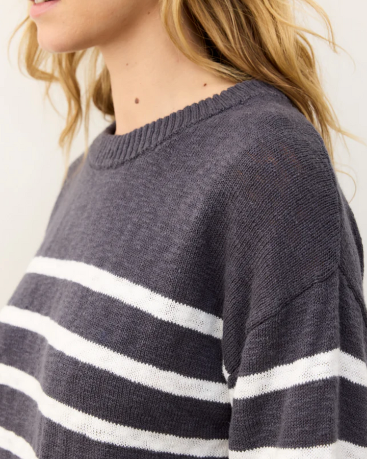 Seabreeze Crewneck Sweater in Navy Stripe