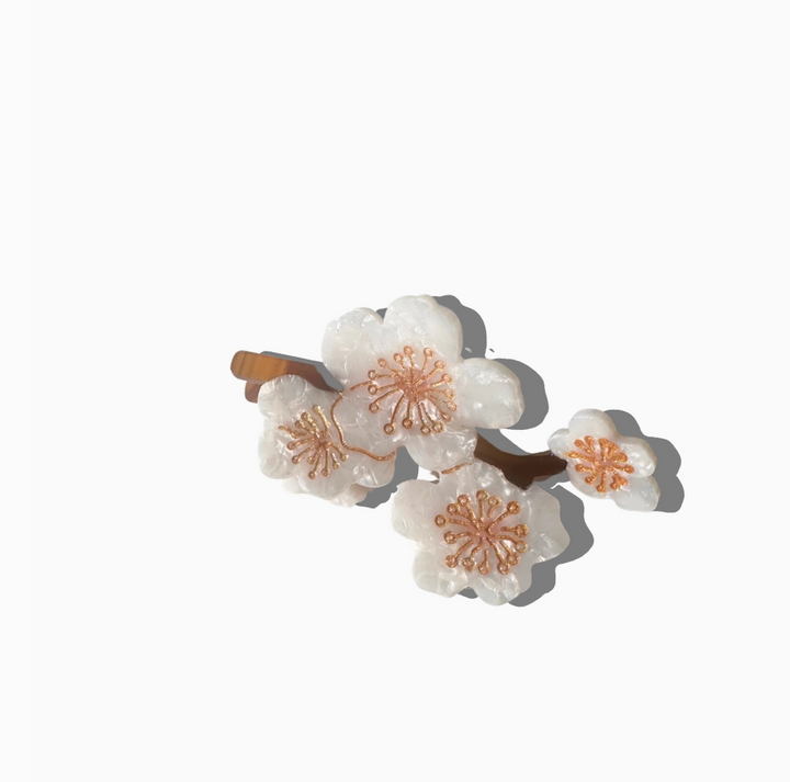 Cherry Blossoms Hair Clip in Snow Blossom