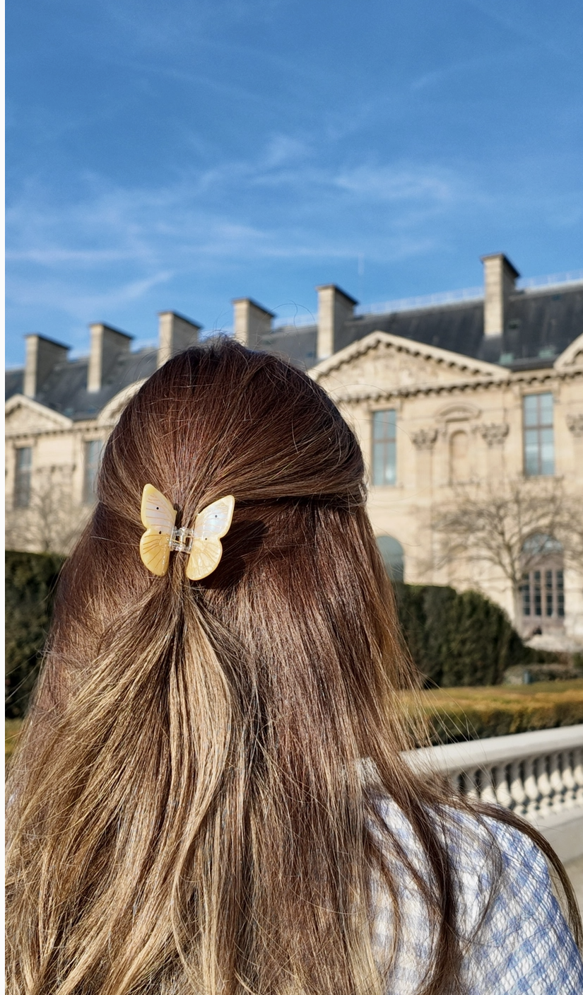 Yellow/White Cabbage Butterfly Claw Clip