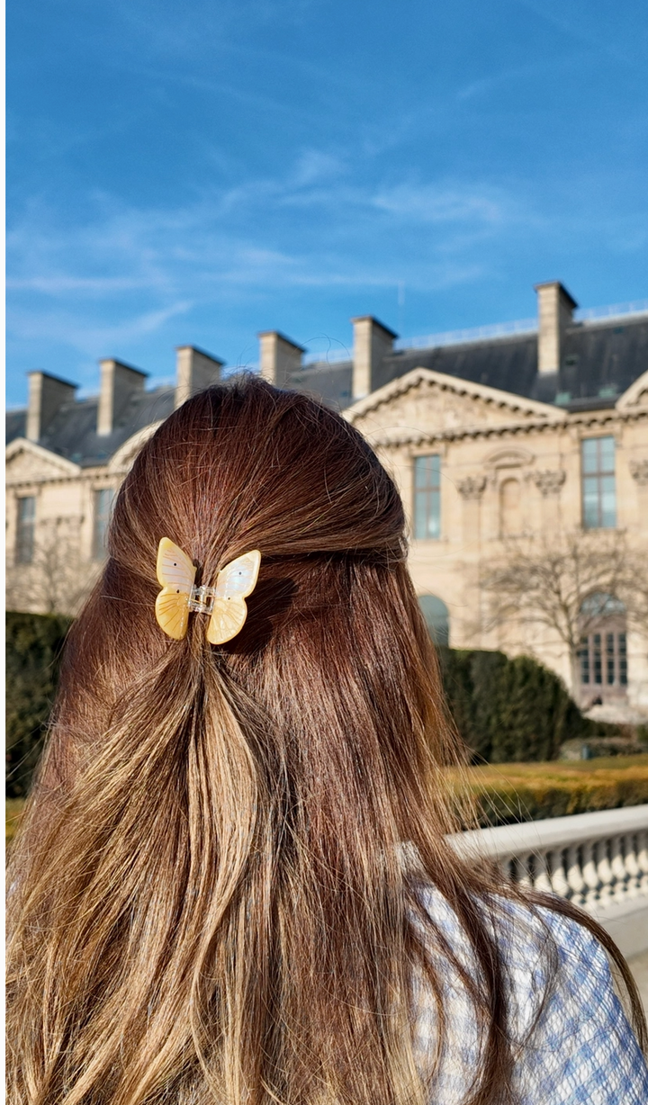 Yellow/White Cabbage Butterfly Claw Clip