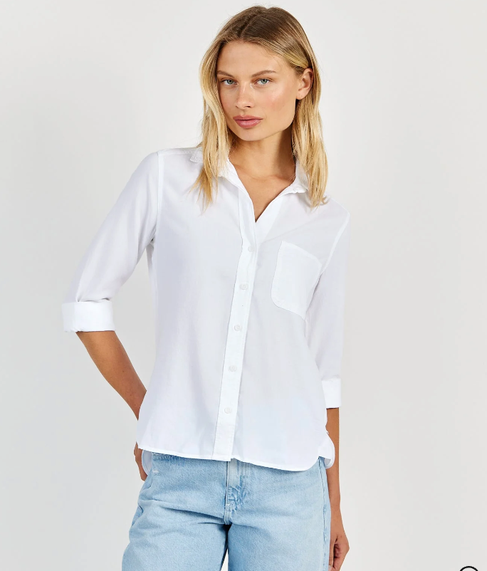 Shirt Tail Button Down in White