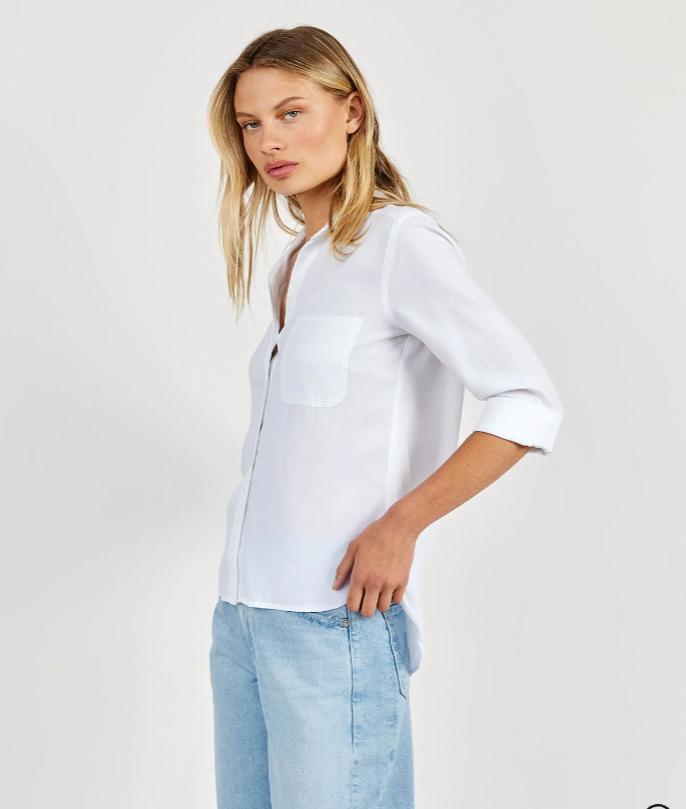 Shirt Tail Button Down in White