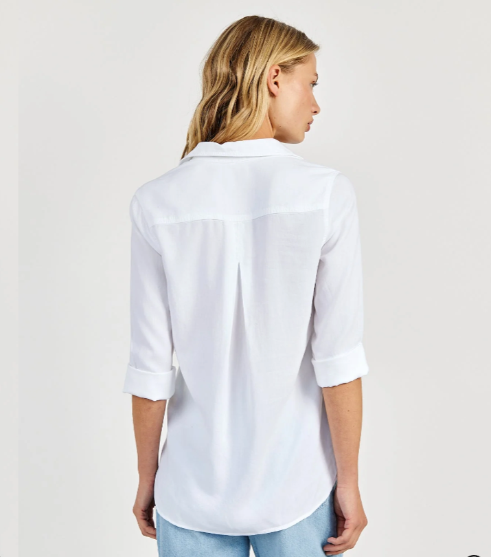 Shirt Tail Button Down in White