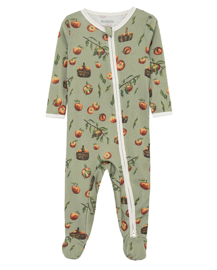 Apple Orchard Footed Zipper Romper