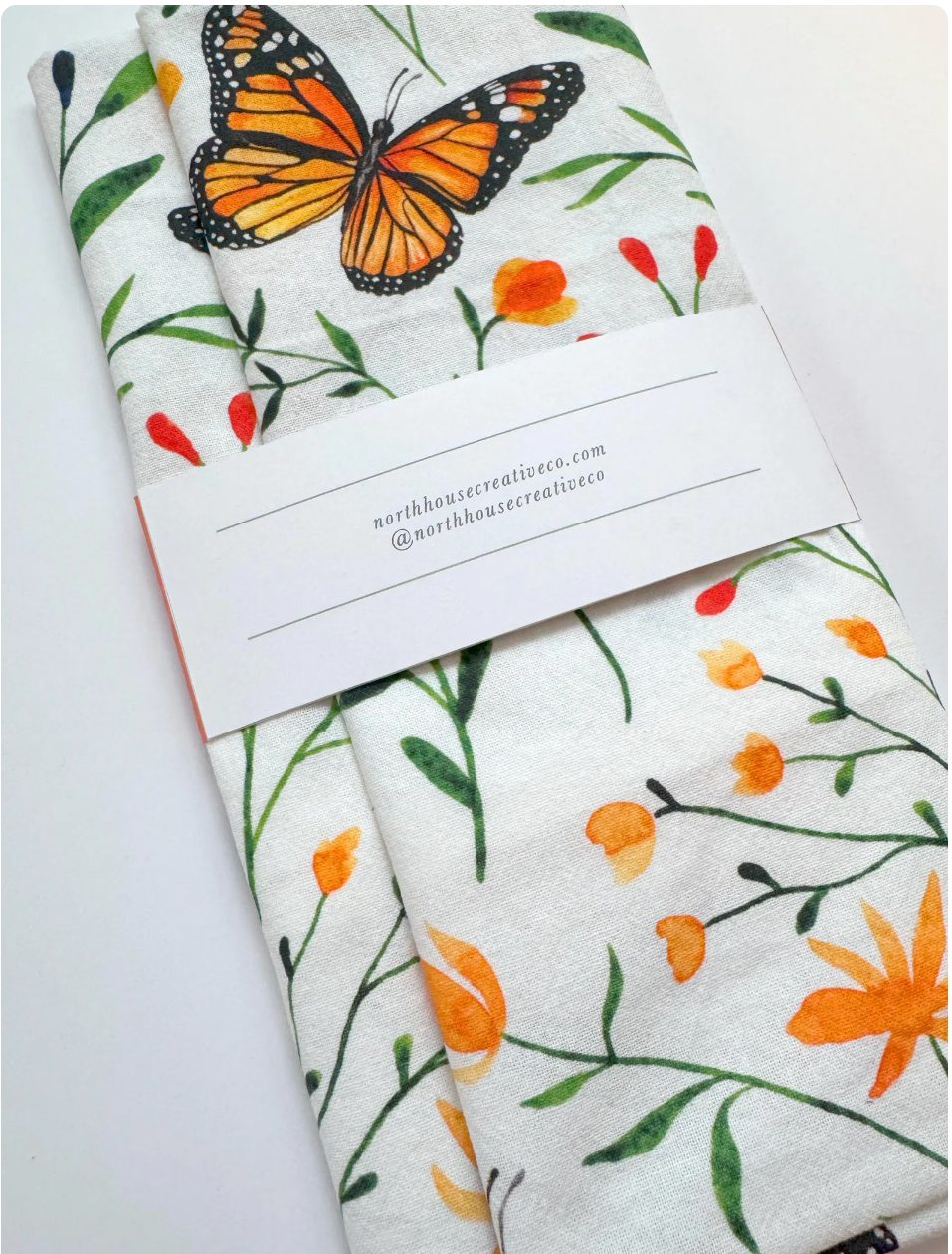 Monarch Butterfly Tea Towel, local artist