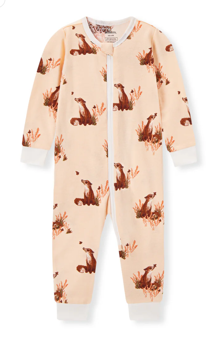 Floral Fox Zipper Pajama