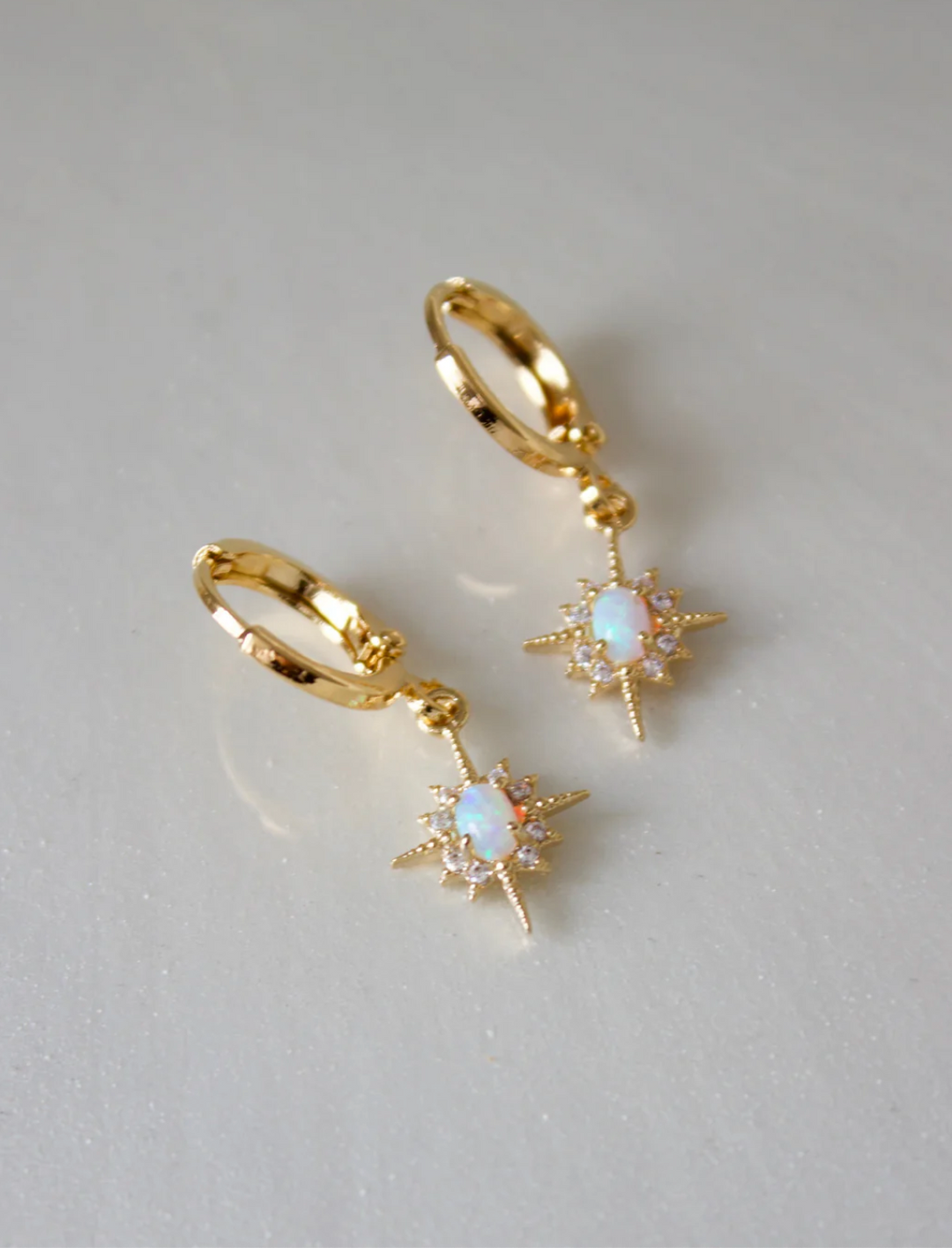 Gold Opalite Star Huggies