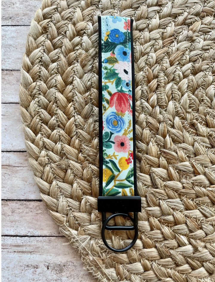 Bright Blue Wildflower Keychain Wristlet