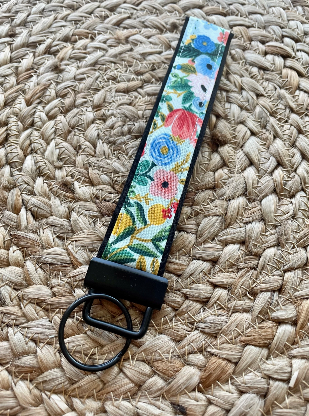 Bright Blue Wildflower Keychain Wristlet