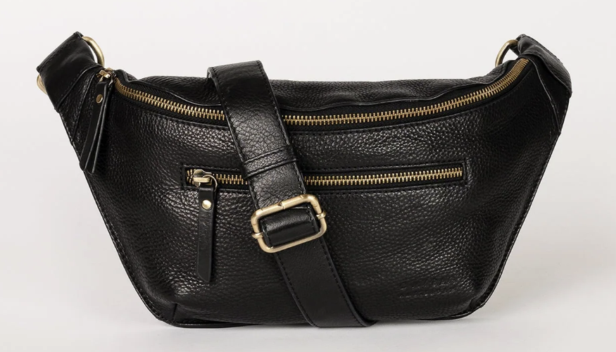 Drew Leather Bum Bag in Black or Cognac
