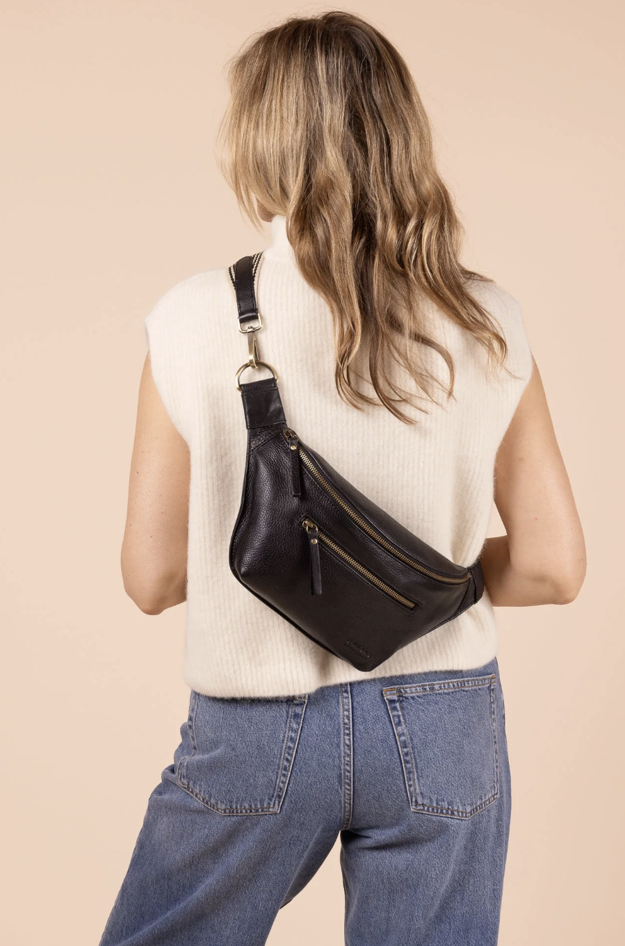 Drew Leather Bum Bag in Black or Cognac